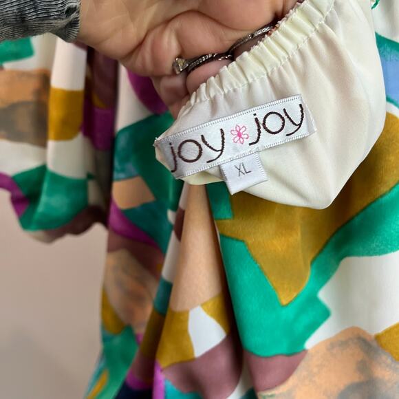 JOY JOY Bubble Geometric Multicolored Shapes Blouse Size XL - Picture 5 of 9